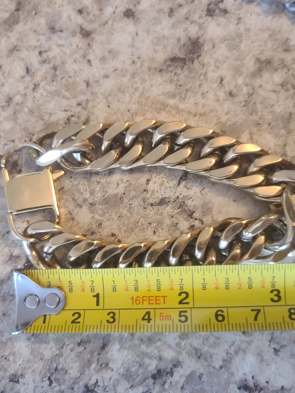 Lot of 2 - Polished Silver And Gold Tone, Heavy Curb Chain Bracelets